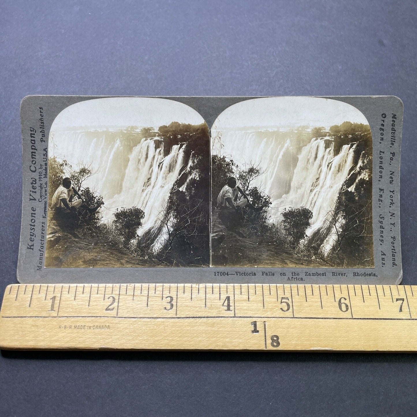 Antique 1910 Victoria Falls Zambia Zimbabwe Stereoview Photo Card P2506