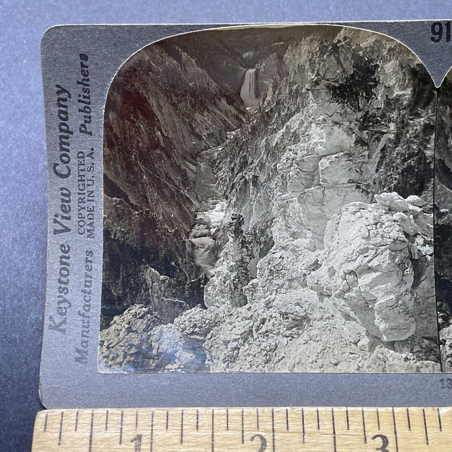 Antique 1910s Yellowstone Grand Canyon Waterfall Stereoview Photo Card P2762