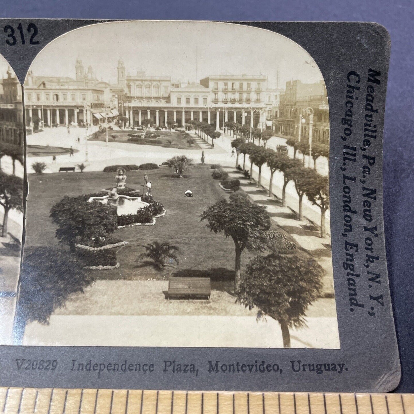 Antique 1910s Montevideo Uruguay City Center Stereoview Photo Card V3321