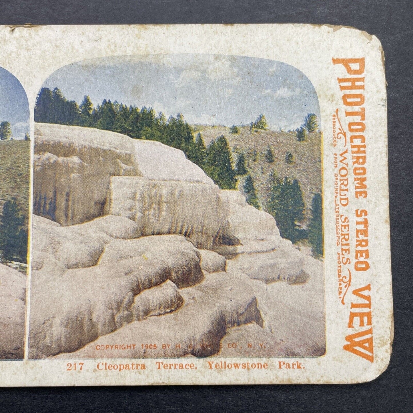 Antique 1905 Cleopatra Terrace Yellowstone Park Stereoview Photo Card P580-054