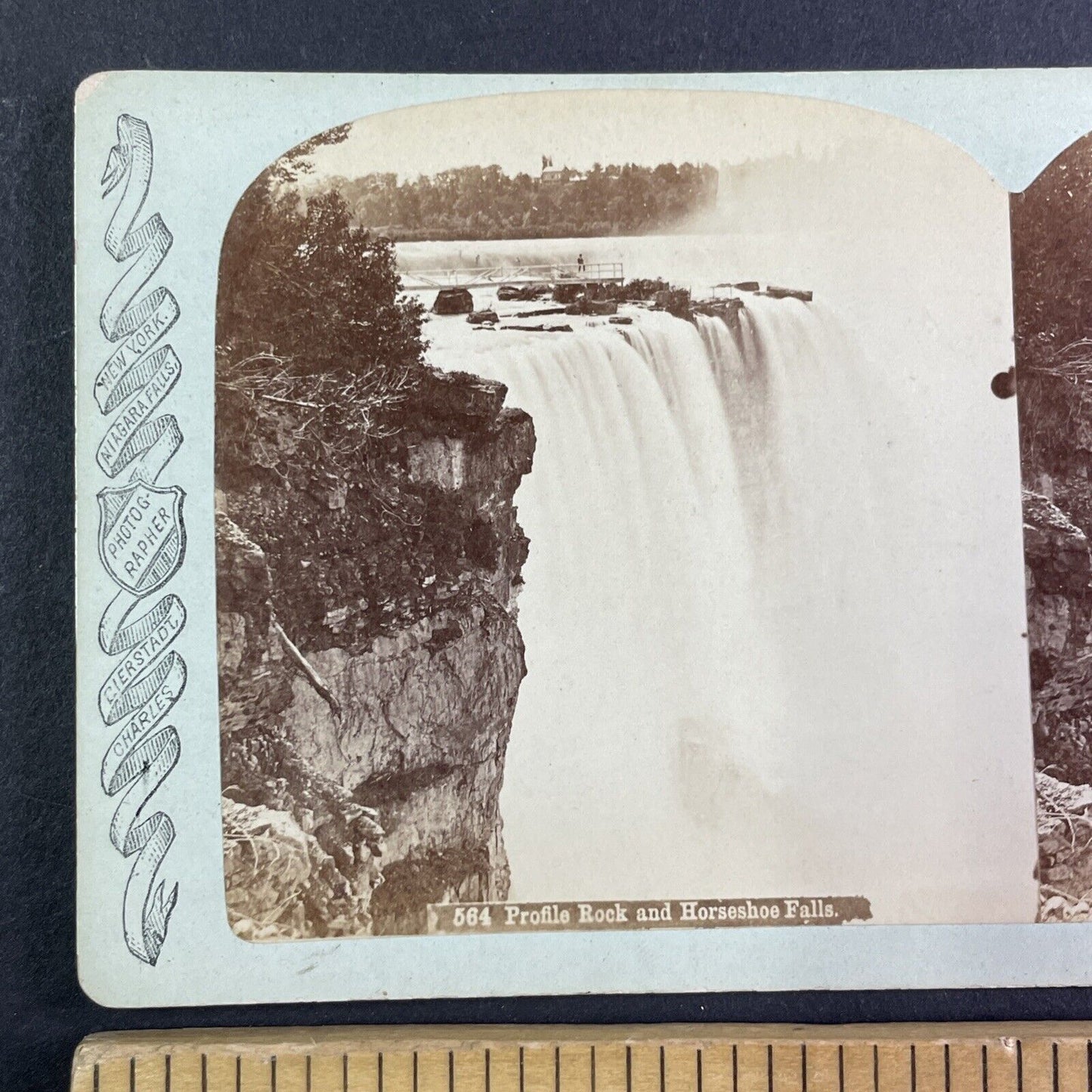 Where Terrapin Tower Was Blown Up Stereoview Charles Bierstadt c1870s Y2222