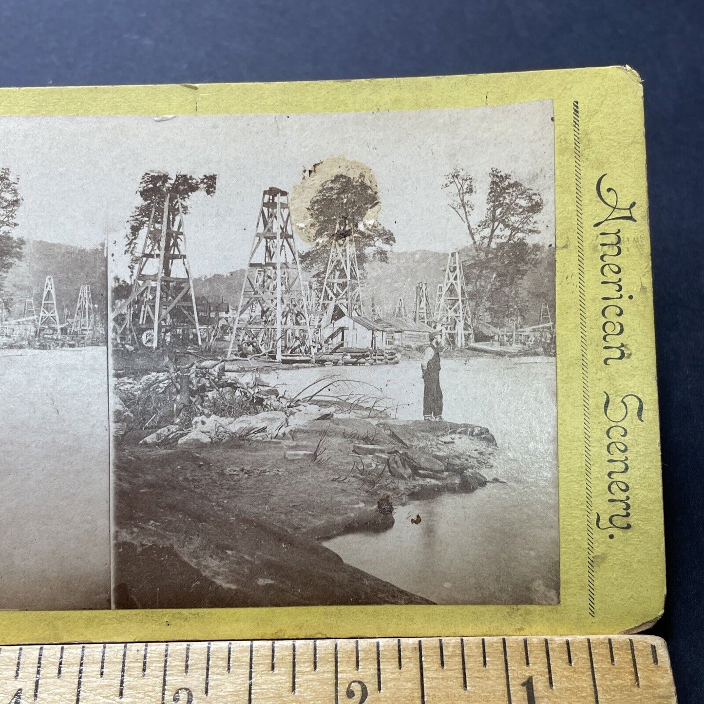 Antique 1860s Titusville Pennsylvania Oil Rush Stereoview Photo Card P2289