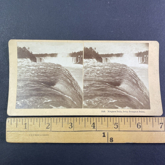 Top Edge of Niagara Falls American Side Stereoview Antique c1880 Y2131