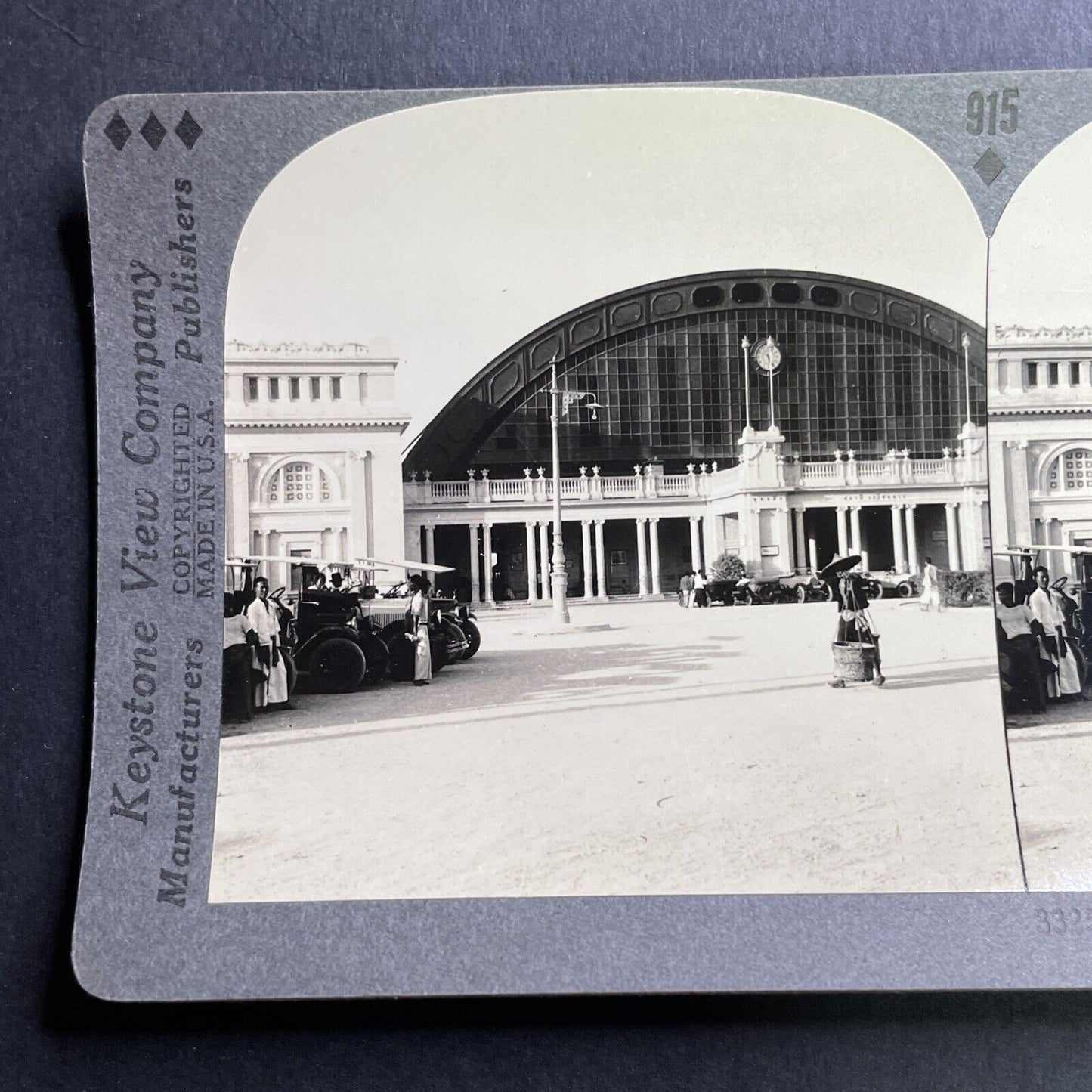 Antique 1933 Railway Station Bangkok Thailand Stereoview Photo Card P1633