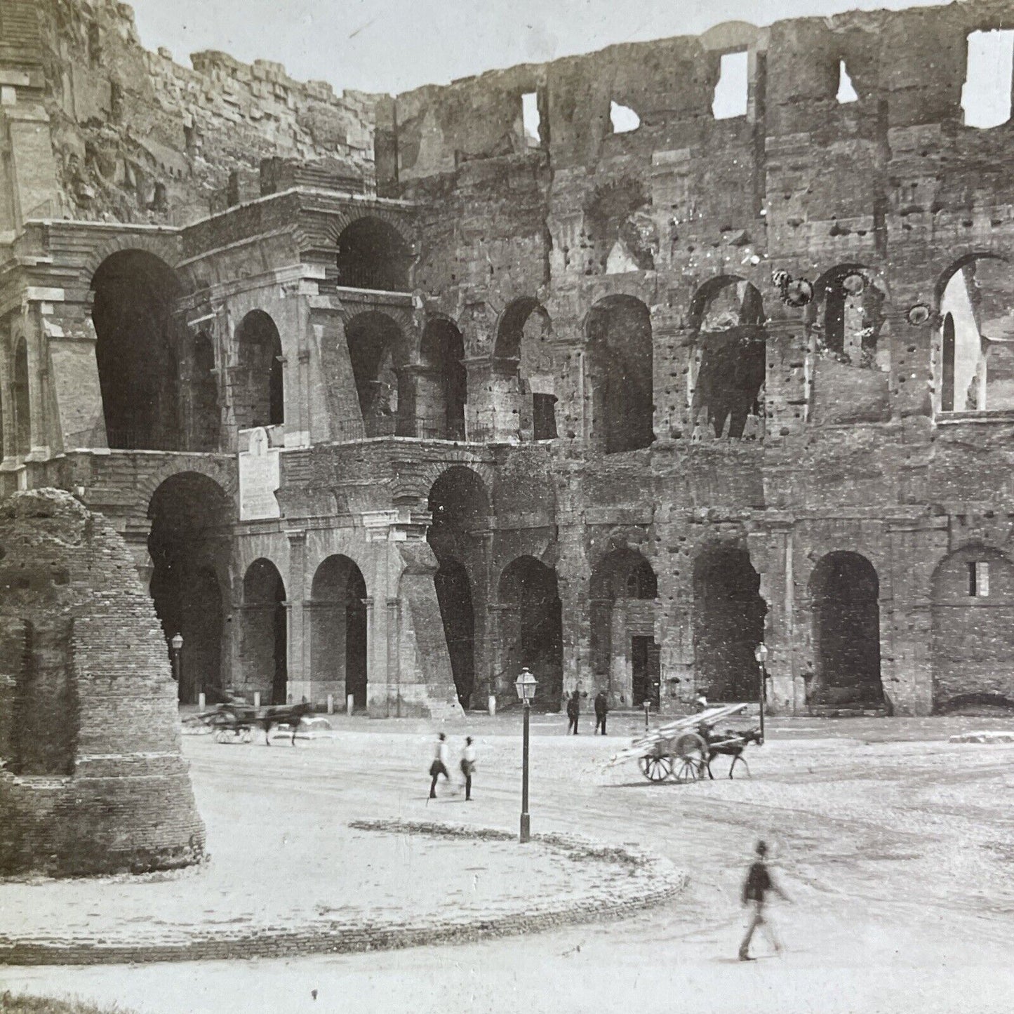 Antique 1896 The Coliseum In Rome Italy Stereoview Photo Card P2130