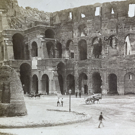 Antique 1896 The Coliseum In Rome Italy Stereoview Photo Card P2130