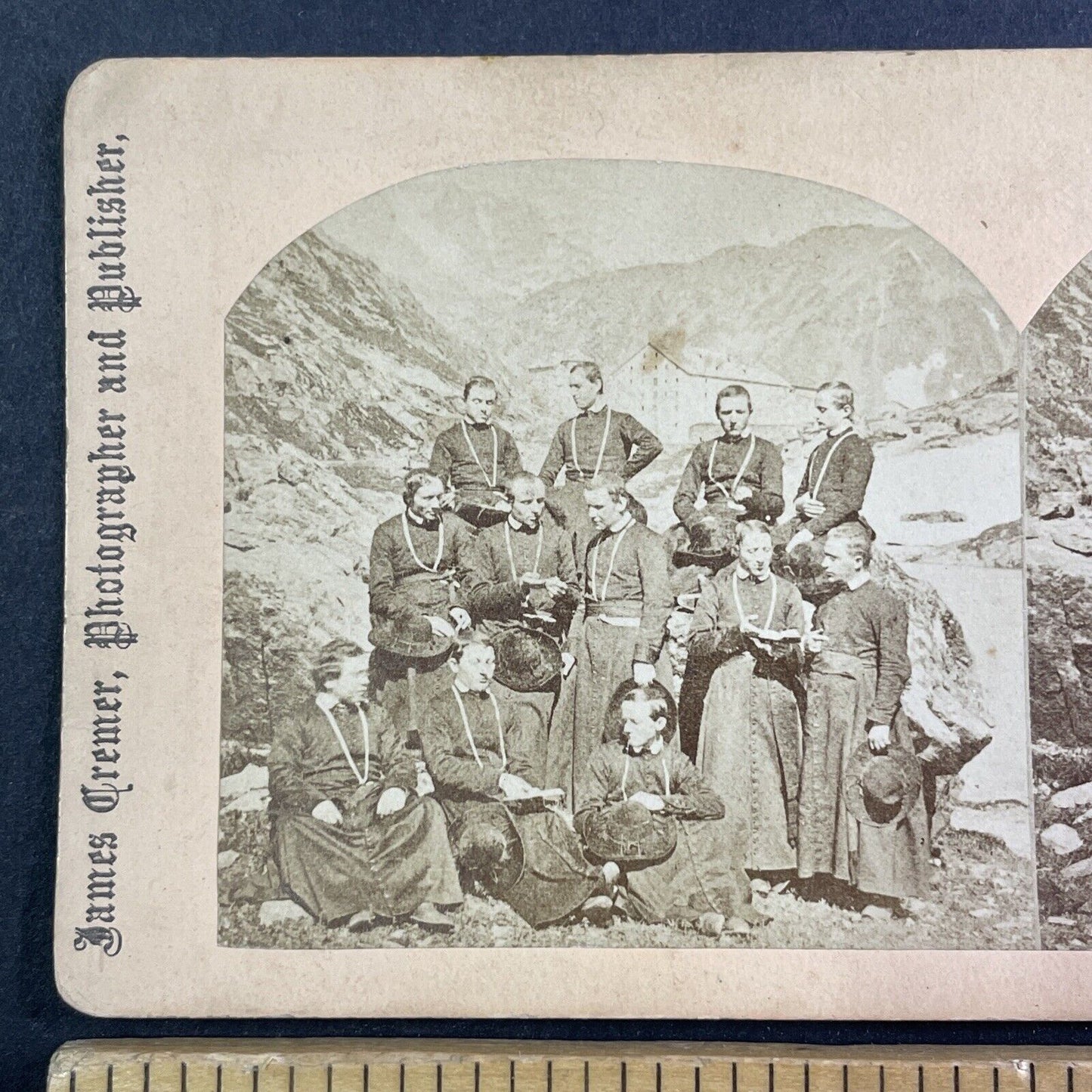 The Monks of Great St. Bernard Hospice Stereoview Switzerland Antique 1870s Y134