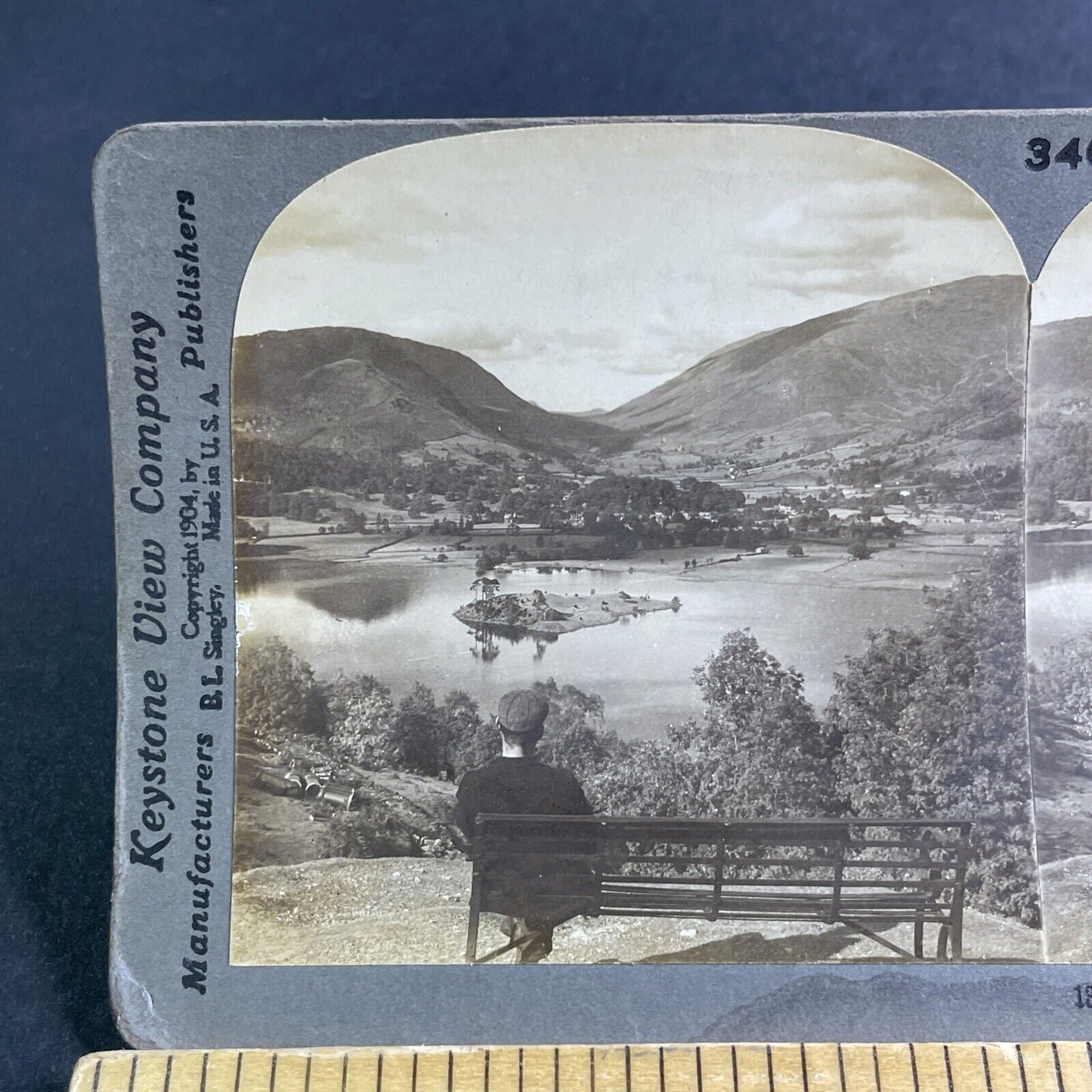 Antique 1904 Lake Grasmere From Red Bank England Stereoview Photo Card P2163