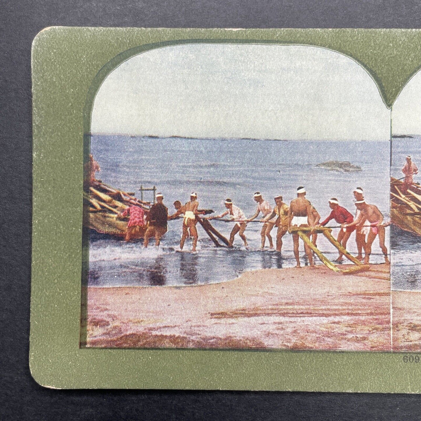 Antique 1899 Fisherman In Chigasaki Japan Stereoview Photo Card P580-088