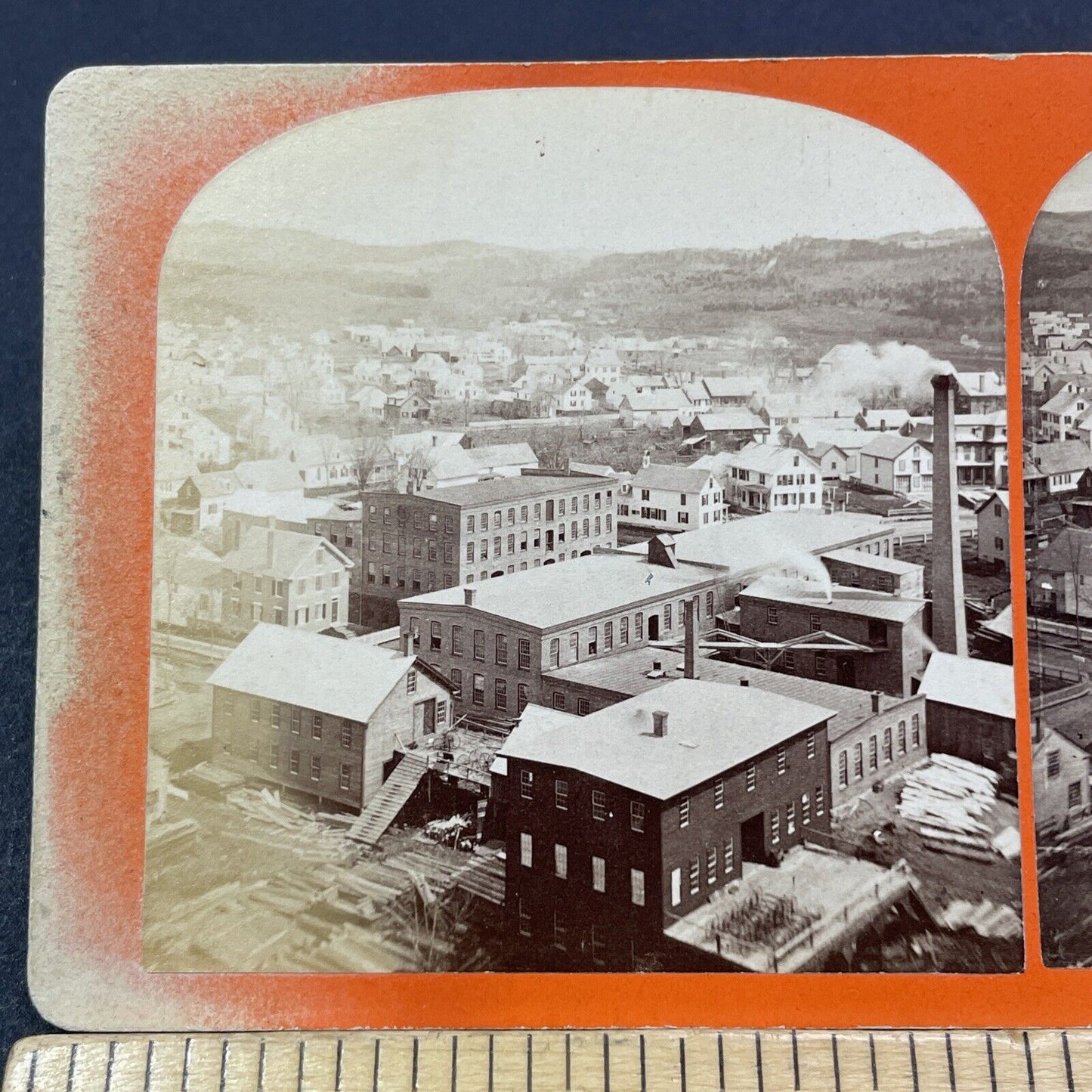 Antique 1860s Lumber Mills In Keene New Hampshire Stereoview Photo Card V1971