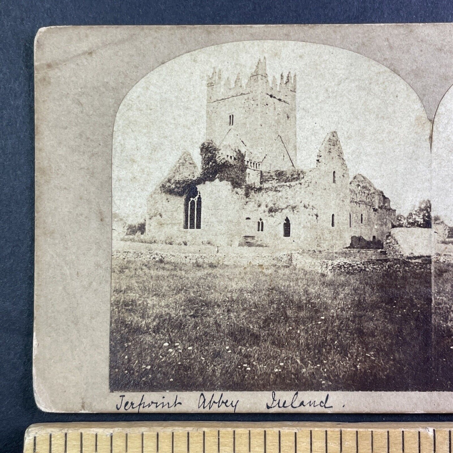 Jerpoint Abbey Kilkenny Ireland Stereoview Early Photo Antique c1855 X3775