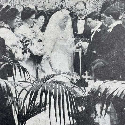 Antique 1905 Placing The Wedding Ring On Finger Stereoview Photo Card P580-024