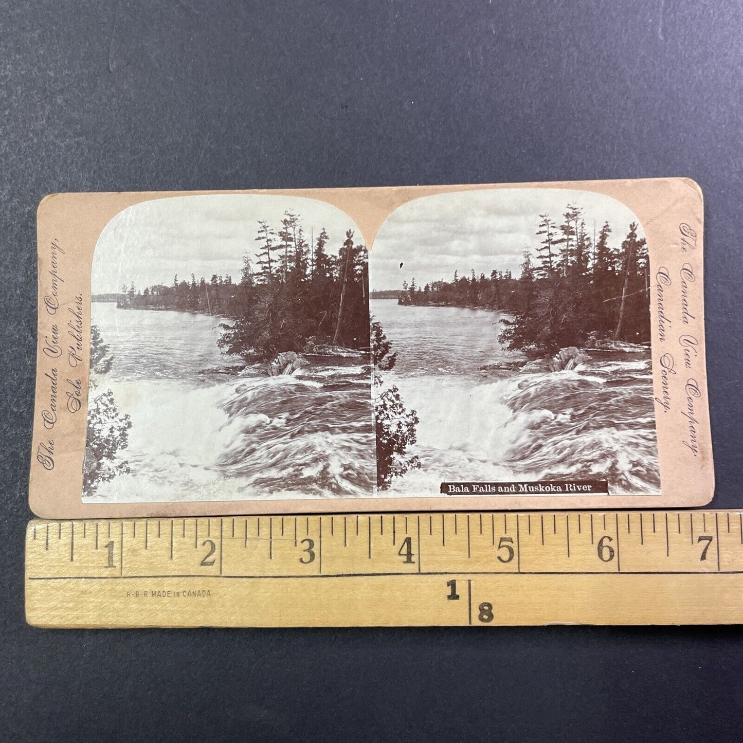 Bala Falls Muskoka River Bala Ontario Canada Stereoview Antique c1899 Y475