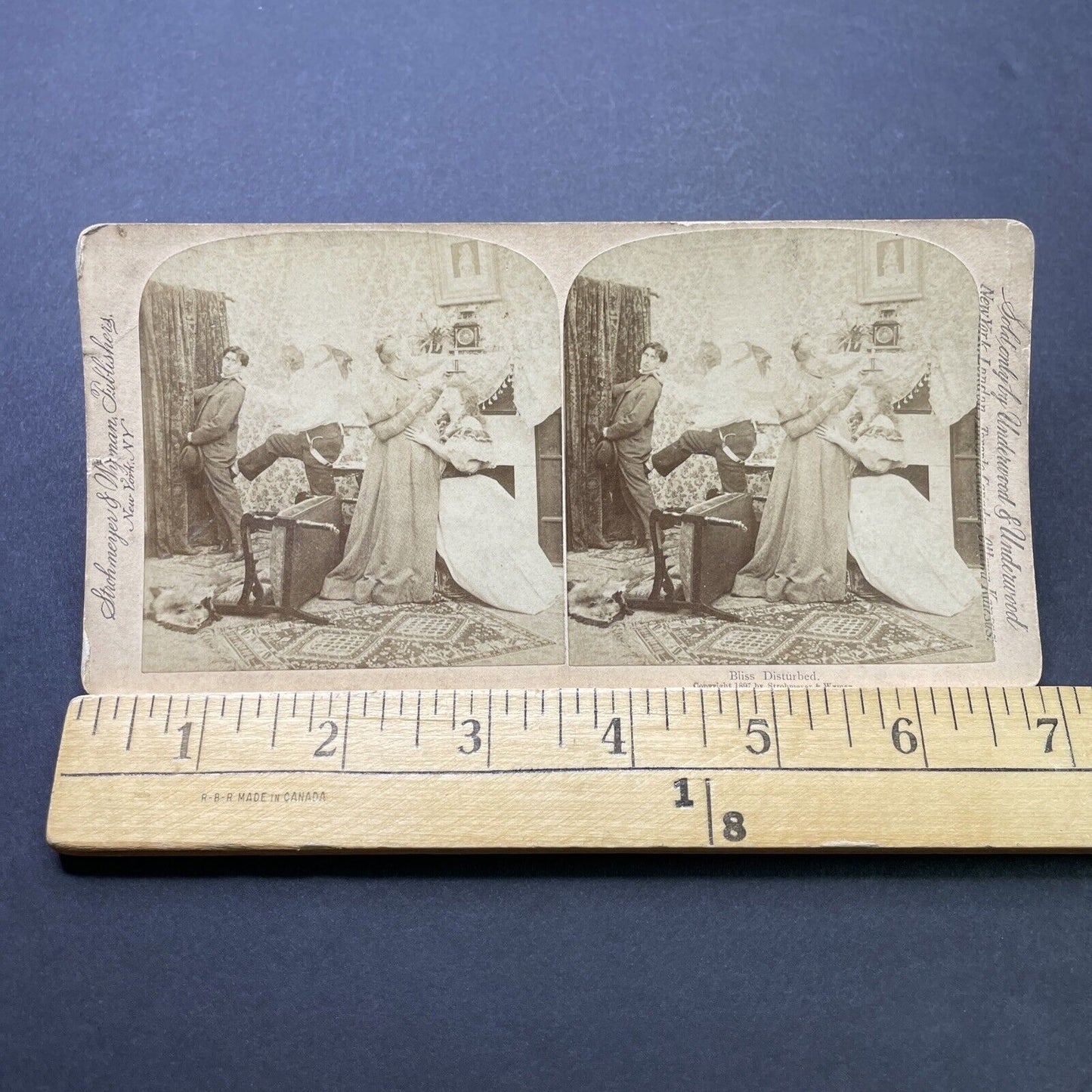 Antique 1897 Young Lovers Separated By Angry Parents Stereoview Photo Card P2517