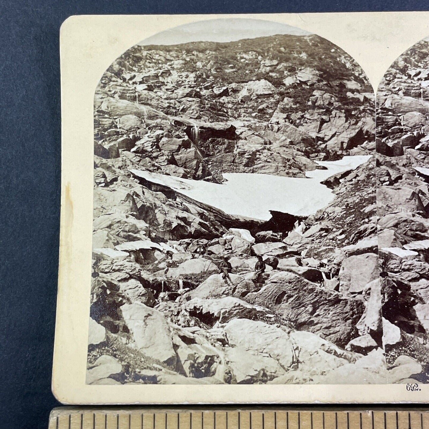 Last of Tuckerman Ravine Glacier Snow Arch Stereoview Antique c1879 Y2163