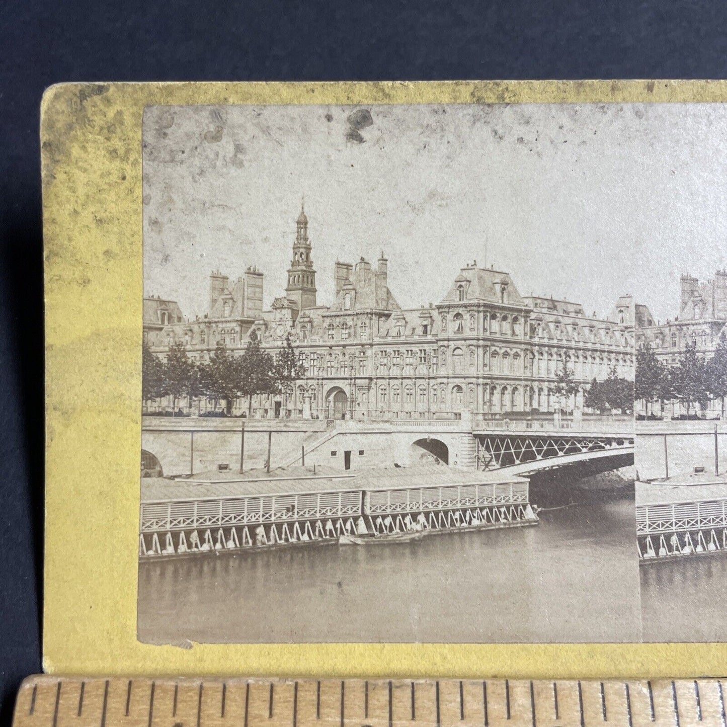 Antique 1870s Hotel De Ville Paris France Stereoview Photo Card P4147