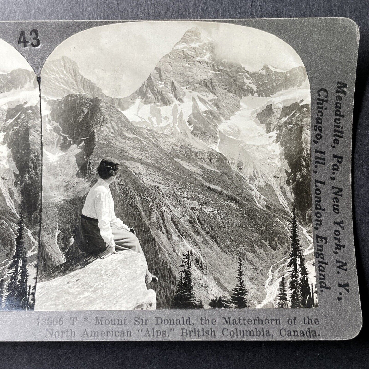 Antique 1909 Female Mountain Climber BC Canada Stereoview Photo Card P1019