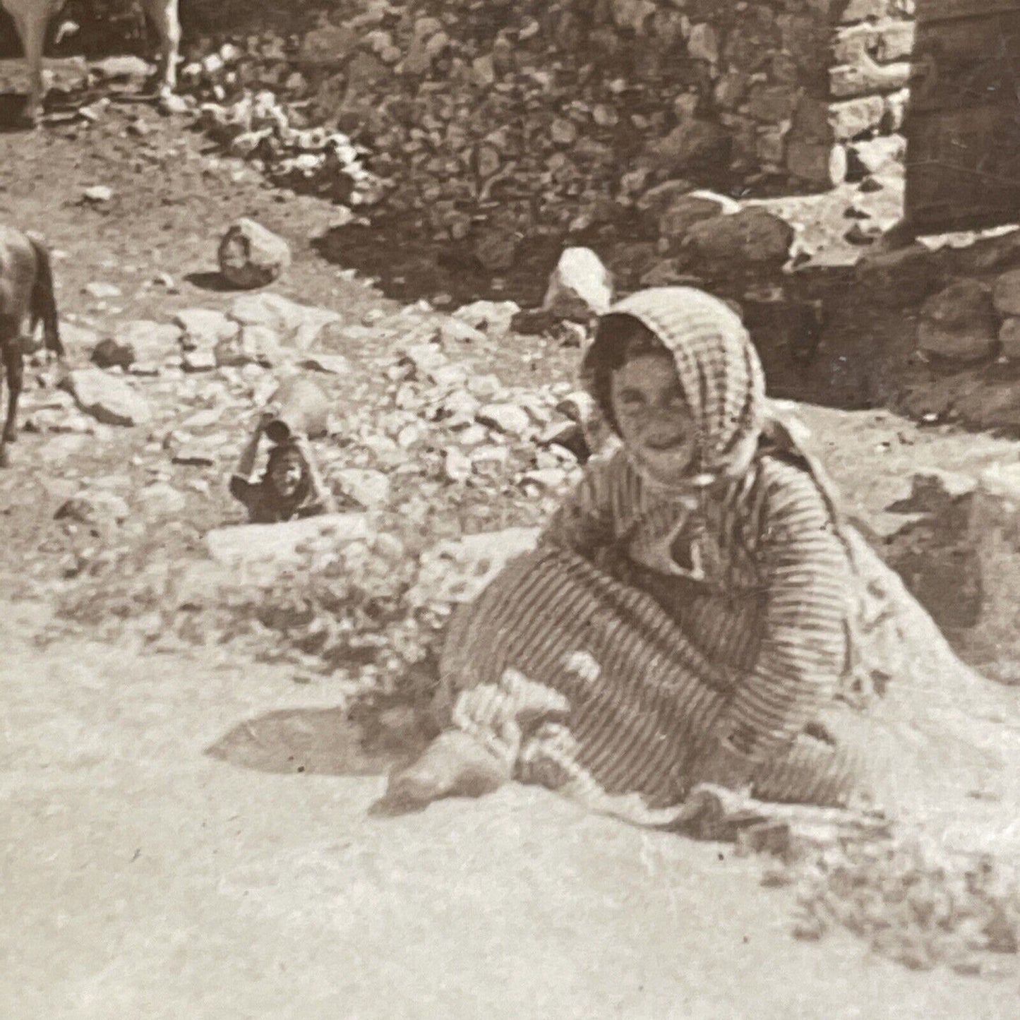 Antique 1901 Village Of Nein Israel Palestine Stereoview Photo Card P1330