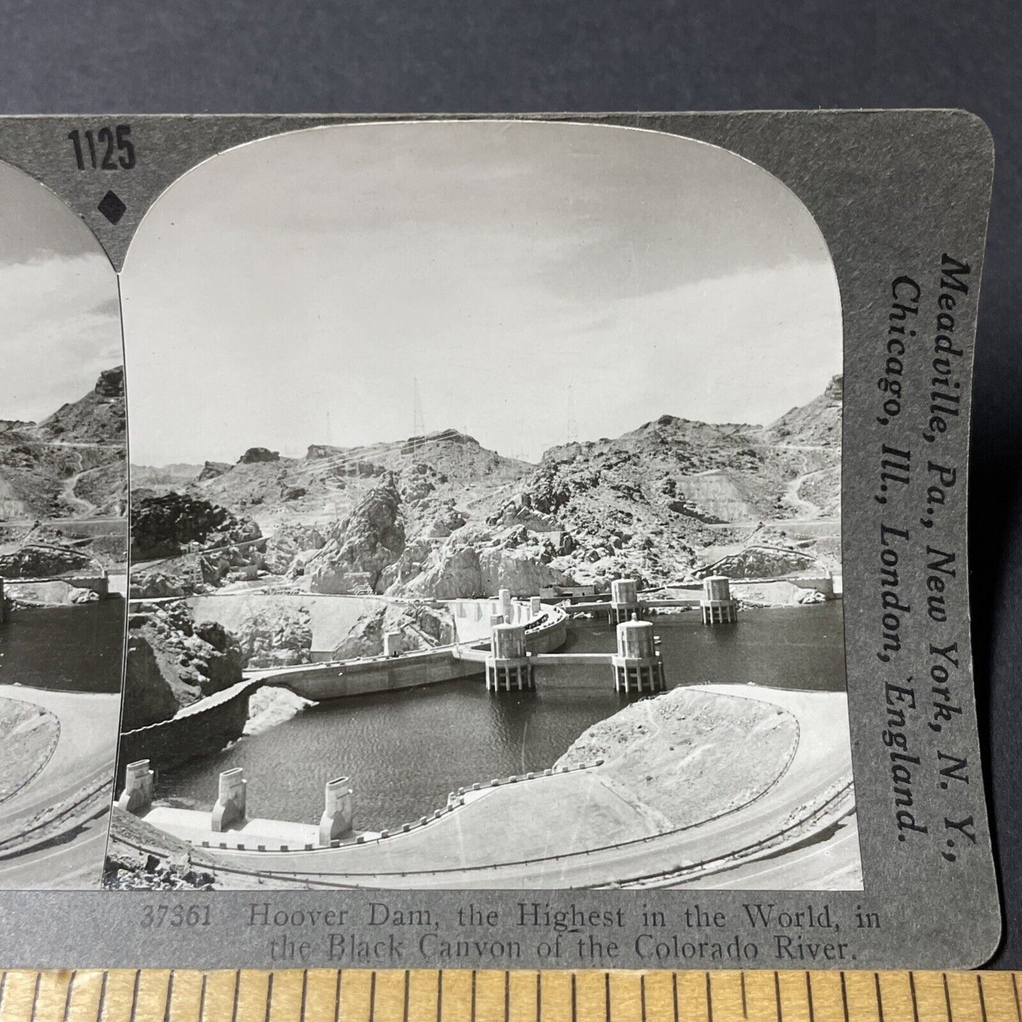 Antique 1930s Hoover Dam Construction Complete Stereoview Photo Card V2810