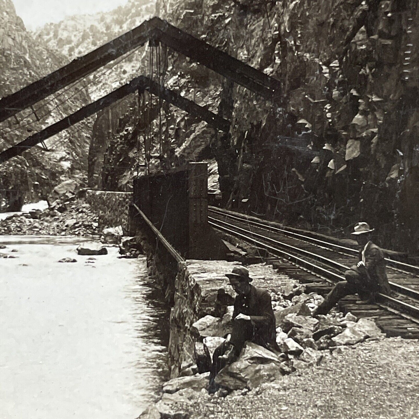 Antique 1903 Royal Gorge Railroad Colorado Stereoview Photo Card V1870