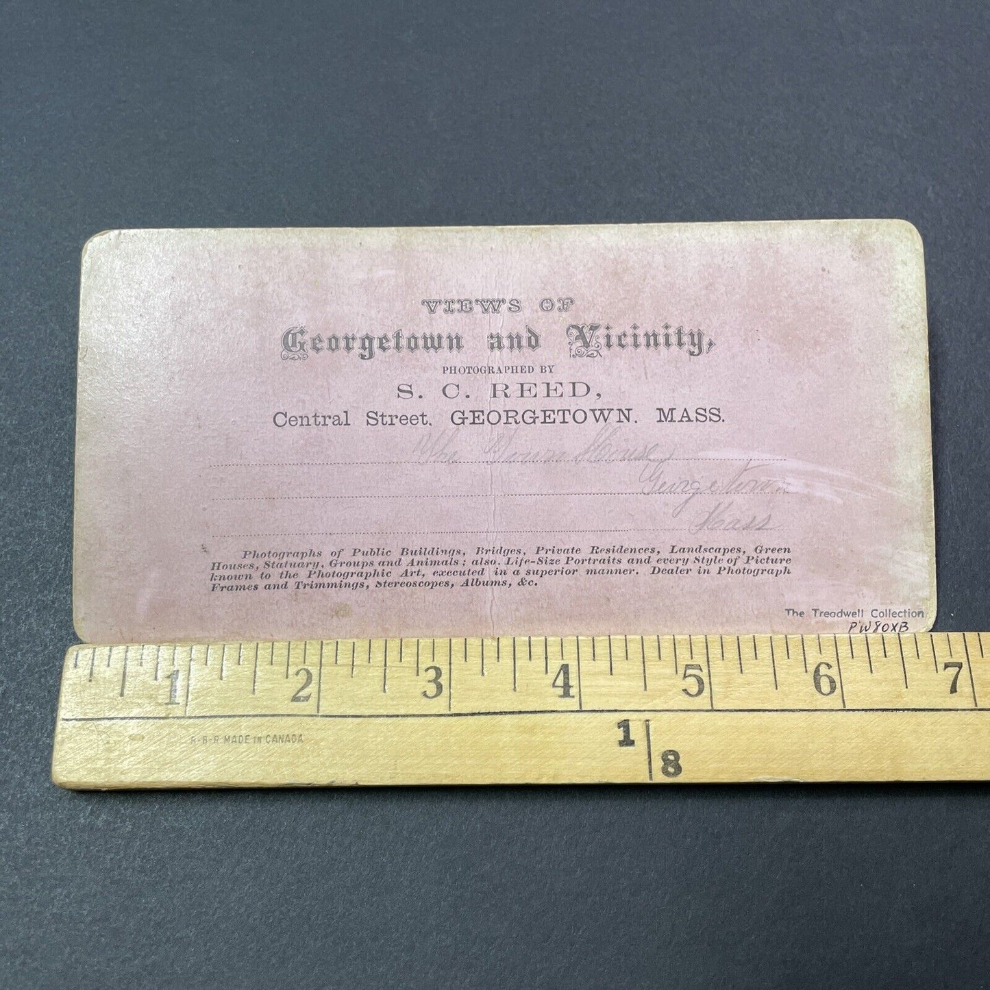 Antique 1860s Georgetown Massachusetts Town Hall Stereoview Photo Card V2116