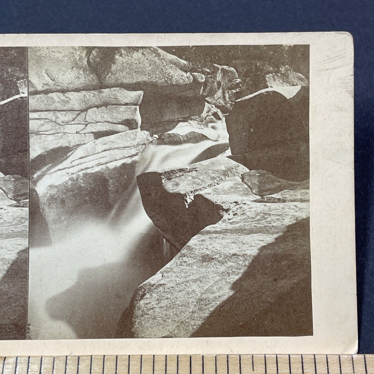 Antique 1860s Ammonoosuc Upper Falls New Hampshire Stereoview Photo Card V1888