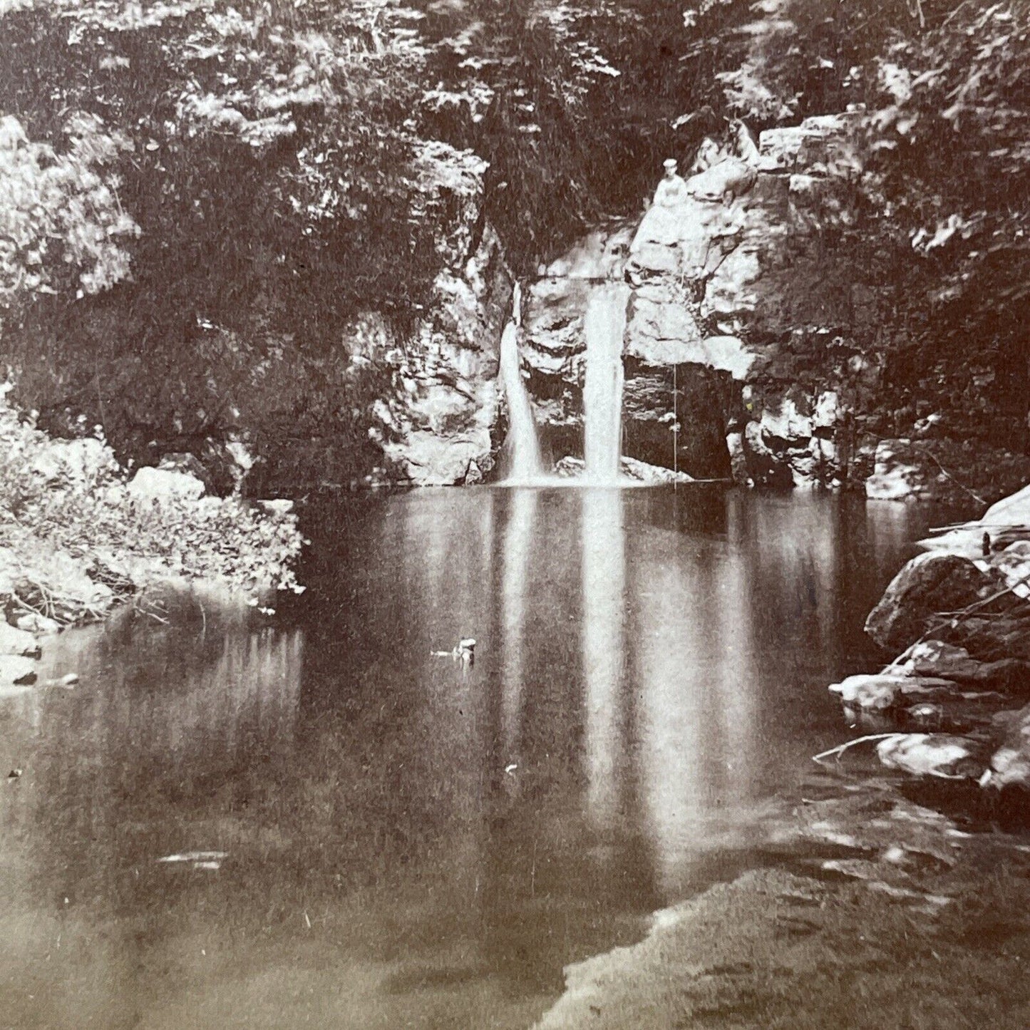 Antique 1870s Beaver Brook Falls Keene New Hampshire Stereoview Photo Card V1758