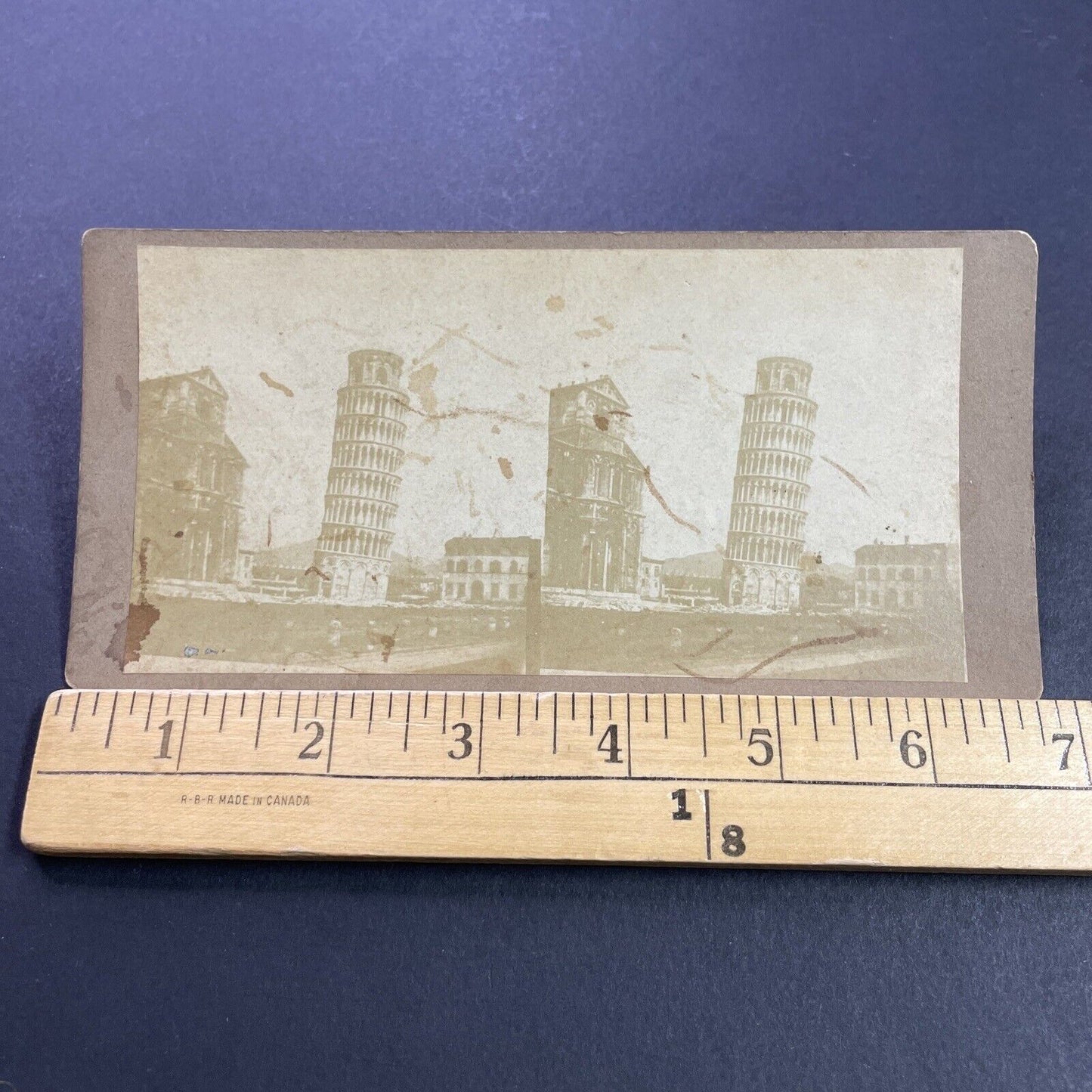 Antique 1860s Leaning Tower Of Pisa Italy Stereoview Photo Card P4137