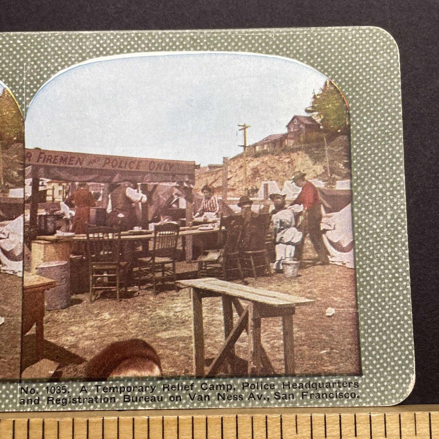 Antique 1910s San Francisco Earthquake Police Camp Stereoview Photo Card 2300-34