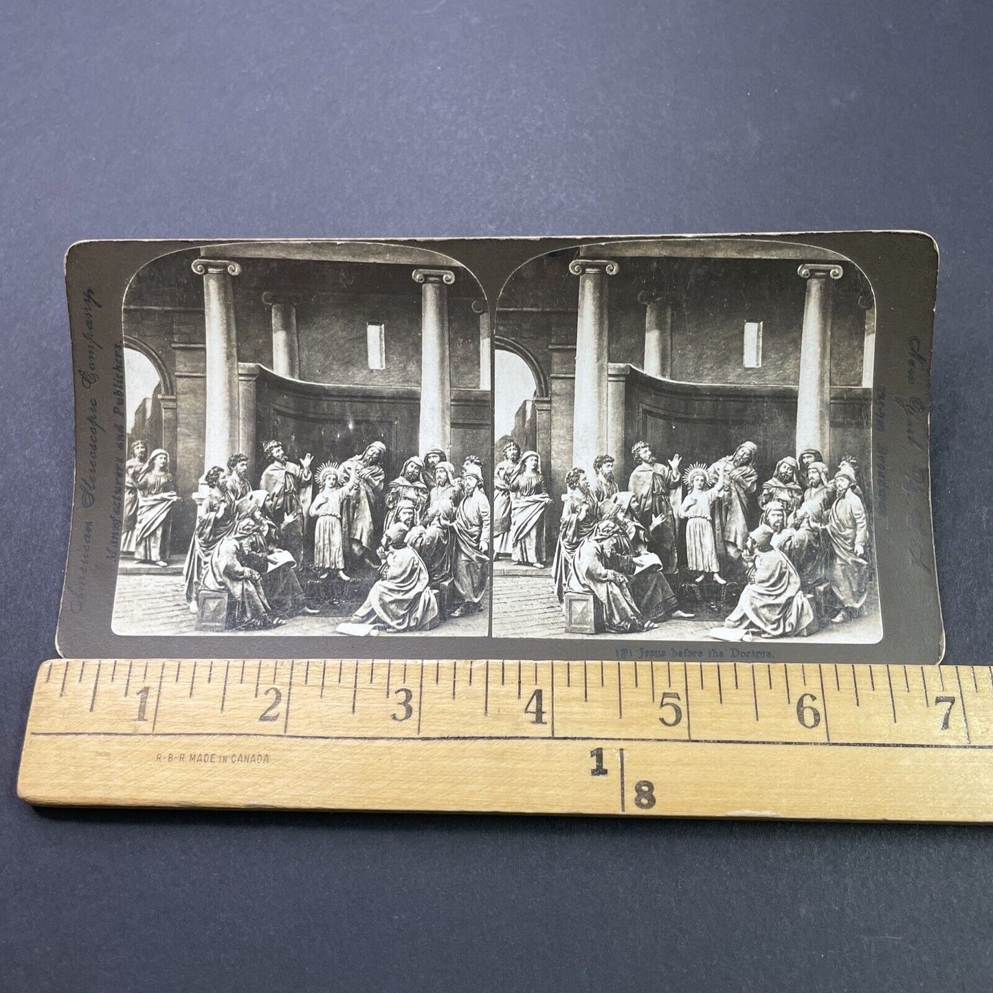 Antique 1880s Jesus And The Doctors Scene Stereoview Photo Card P3127