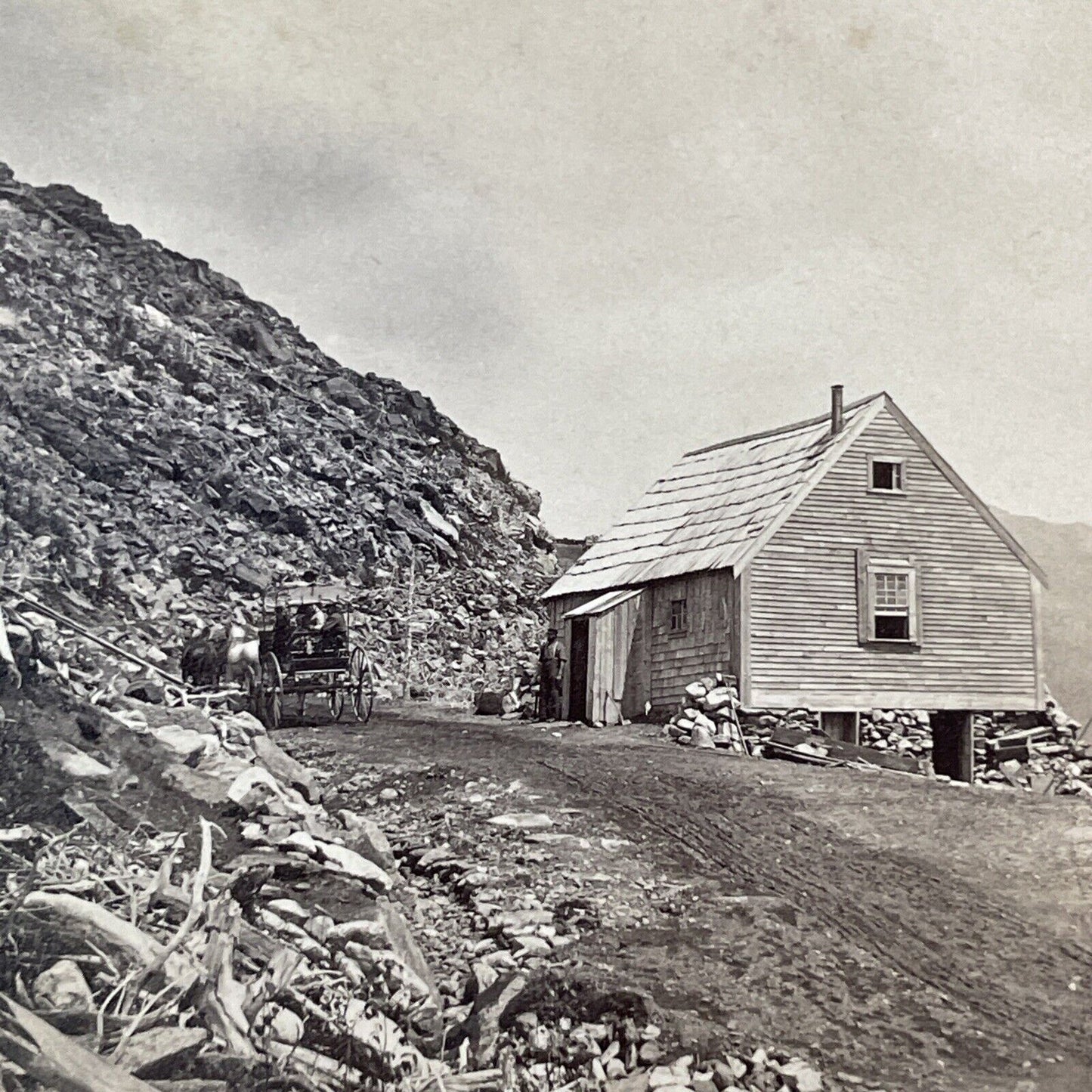 Halfway House Mount Washington Stereoview New Hampshire Antique c1870s Y952