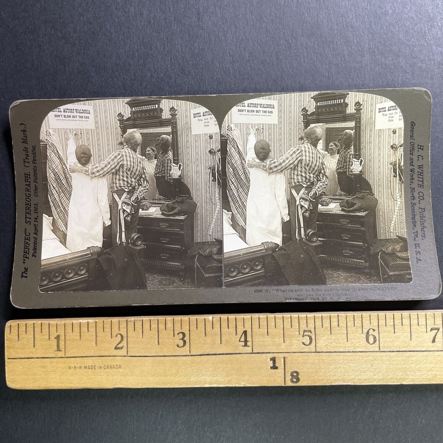 Antique 1903 Waldorf-Astoria Parody Comedy Skit Stereoview Photo Card P1611