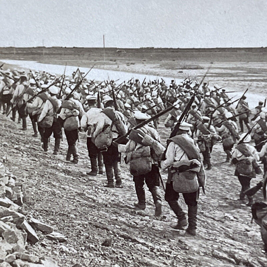 Antique 1904 Russian Russia Soldiers Invading China Stereoview Photo Card P5622