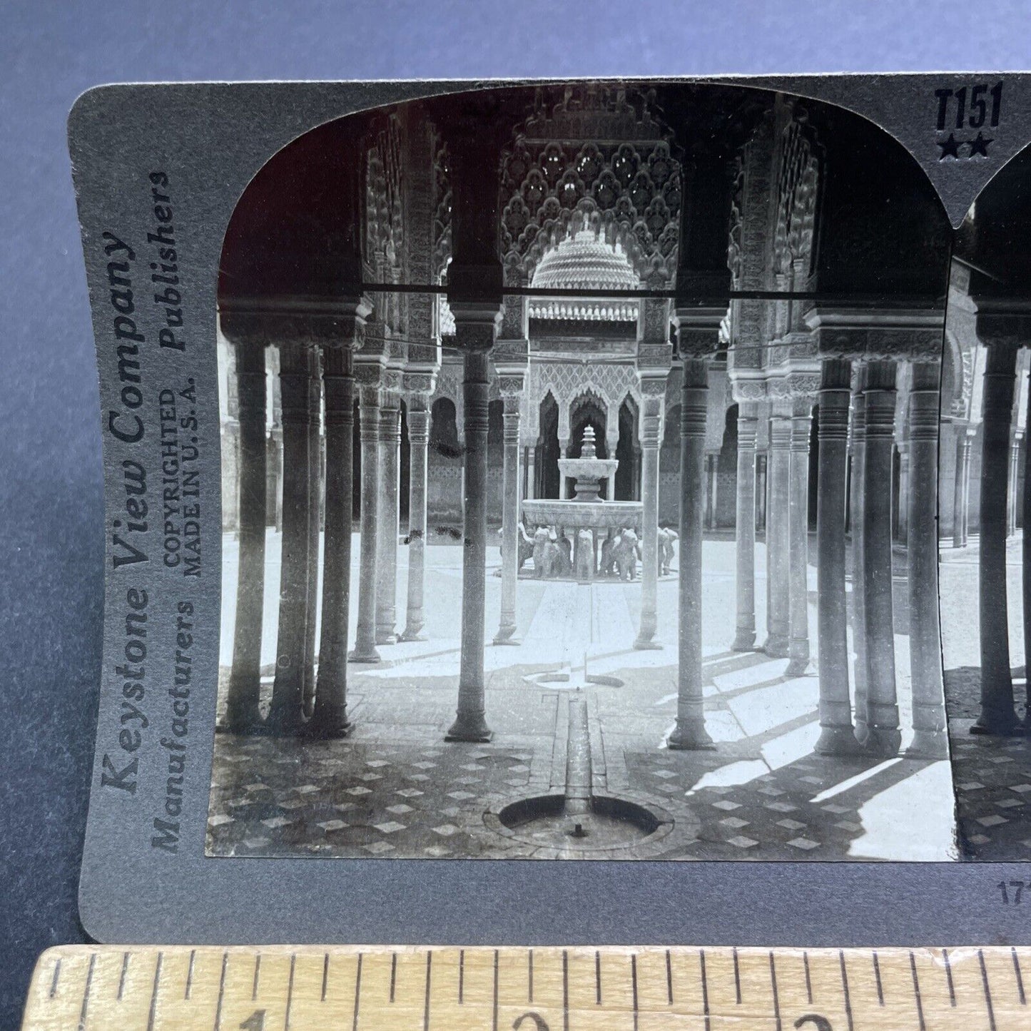 Antique 1910s Alhambra Palace Granada Spain Stereoview Photo Card V2860