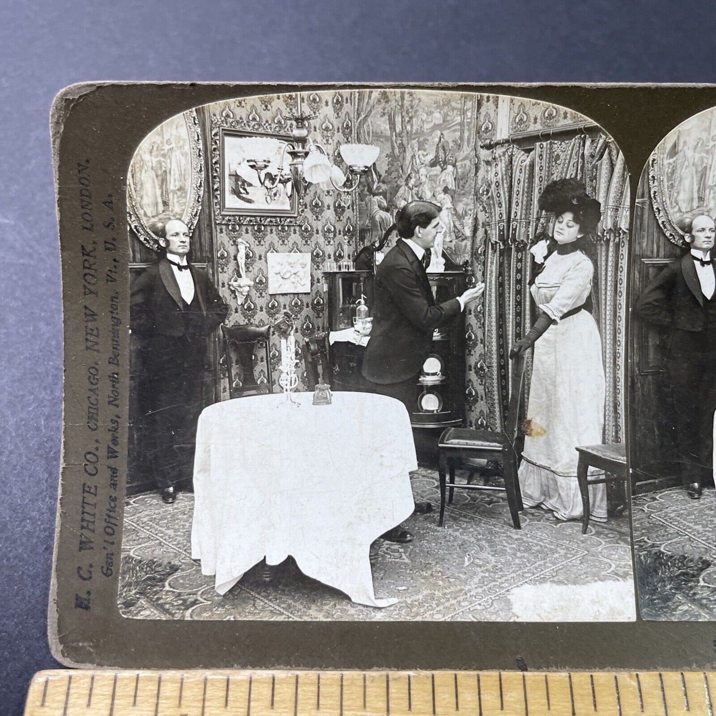 Antique 1902 Woman Returns Home To Husband Stereoview Photo Card P2891