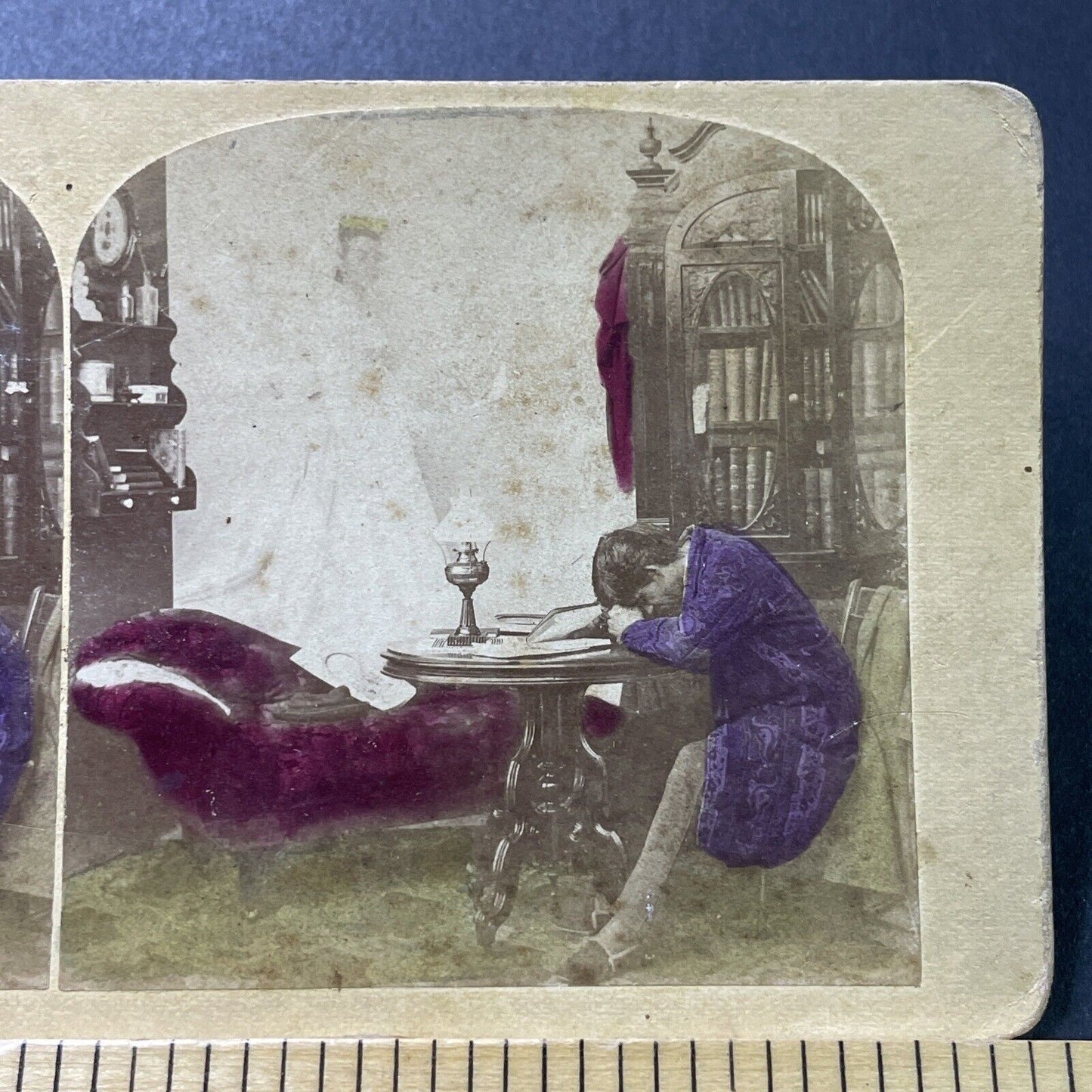 Antique 1860s Artist Dreams Of Beautiful Woman Stereoview Photo Card P4013