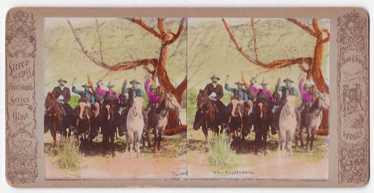 Antique 1860's The Vigilantes Lynching Mob At Hanging Tree Texas Photo Card P047