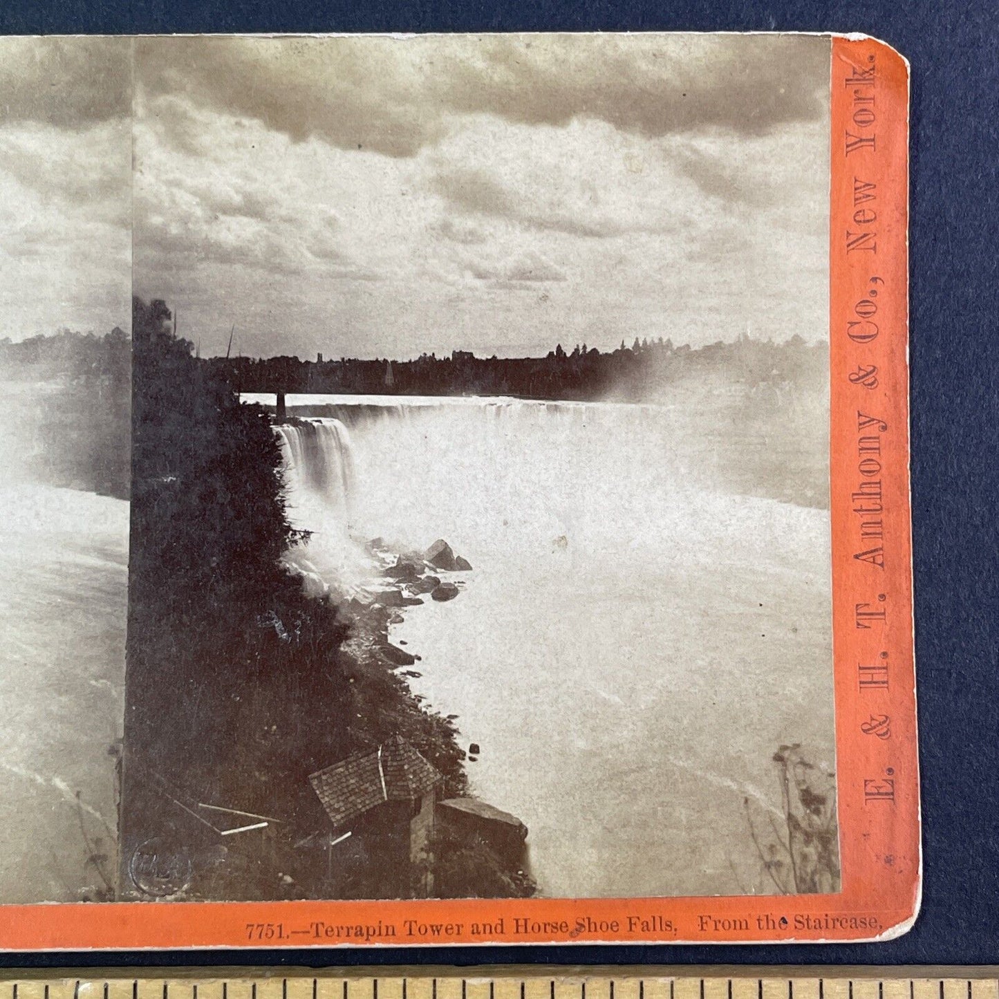 Niagara Falls & Lower Stairway Stereoview E & HT Anthony Antique c1870 Y2857