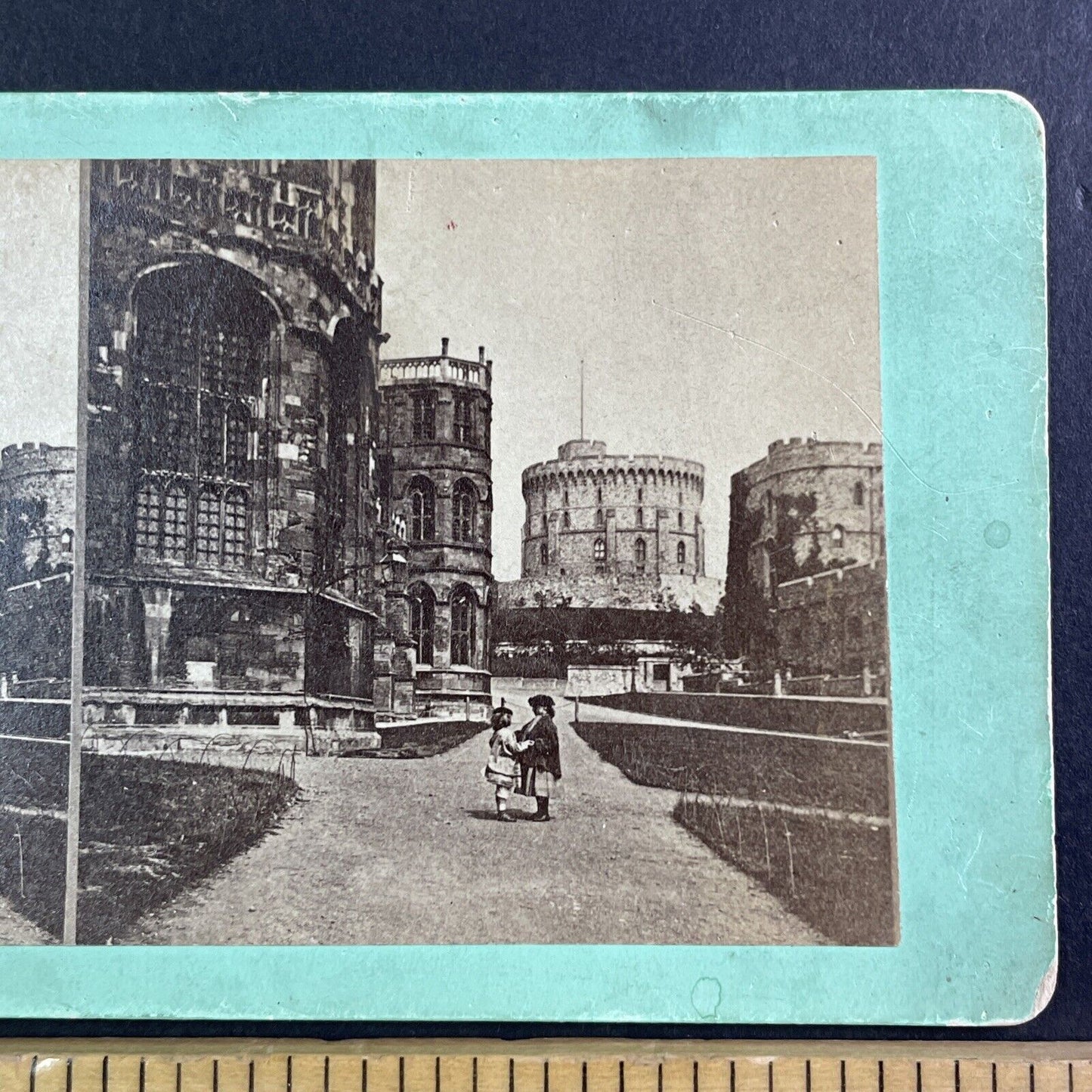 Round Tower Windsor Castle Stereoview London England Antique c1855 X3670