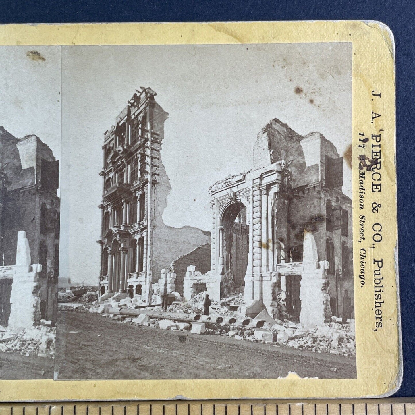 Great Chicago Fire Disaster Stereoview Merchant's Insurance Antique c1871 X3168