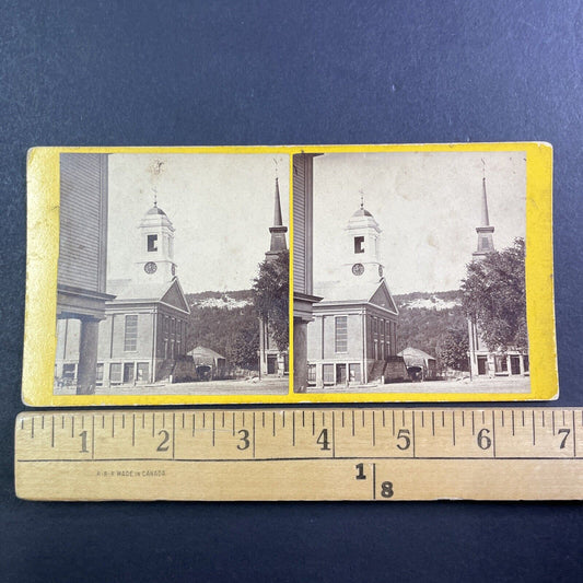 Church and Clocktower in New Hampshire? Stereoview Antique c1870 X3767