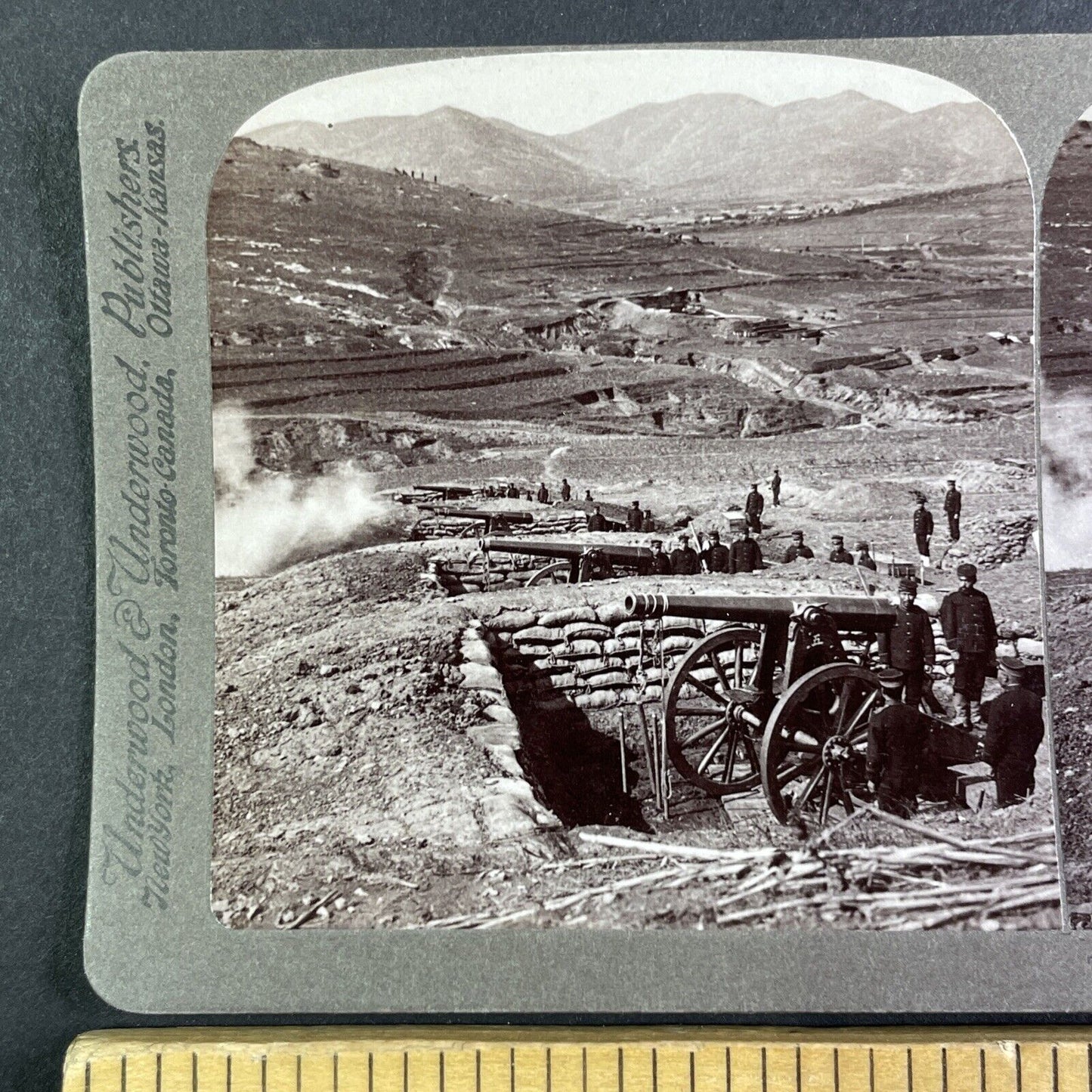 Japanese Artillery Canons Stereoview Russo-Sino War Antique c1905 X4195