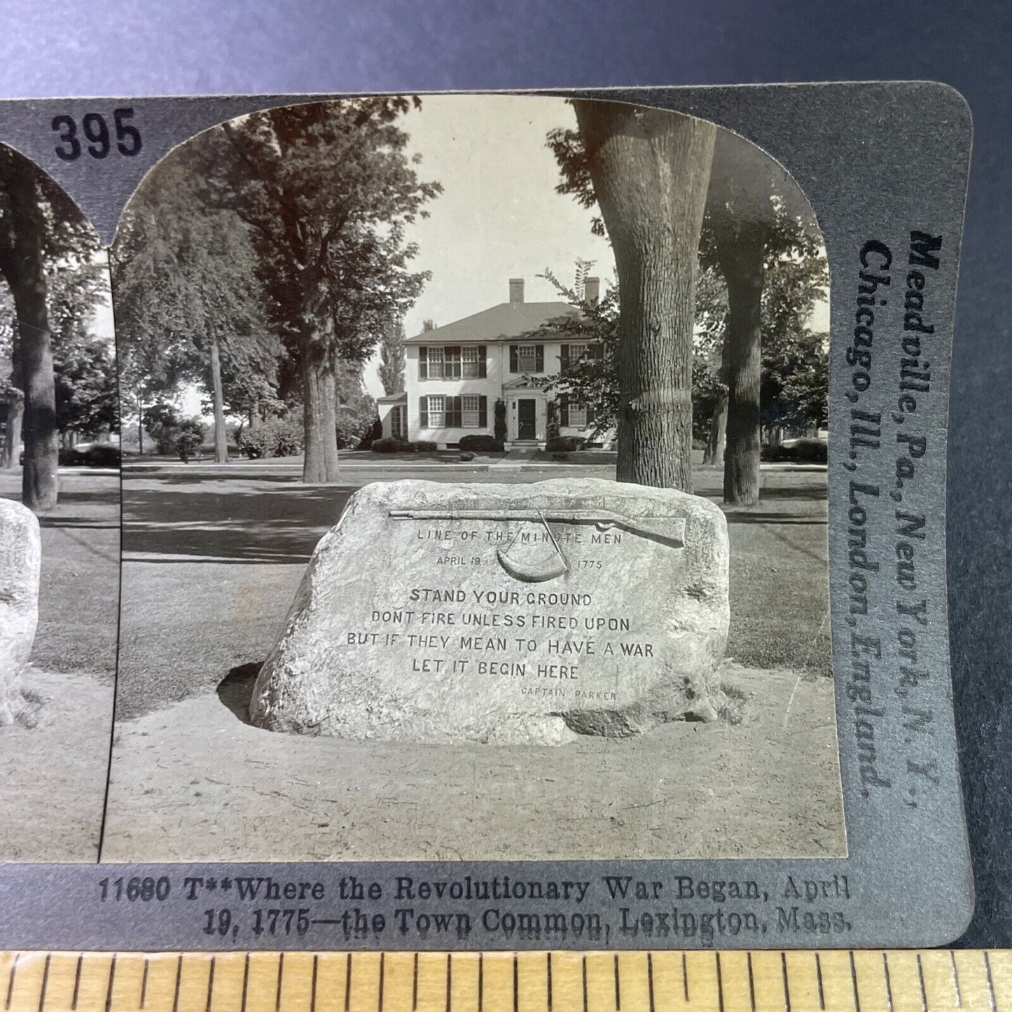 Antique 1910s Where US War Of Independence Started Stereoview Photo Card P3291