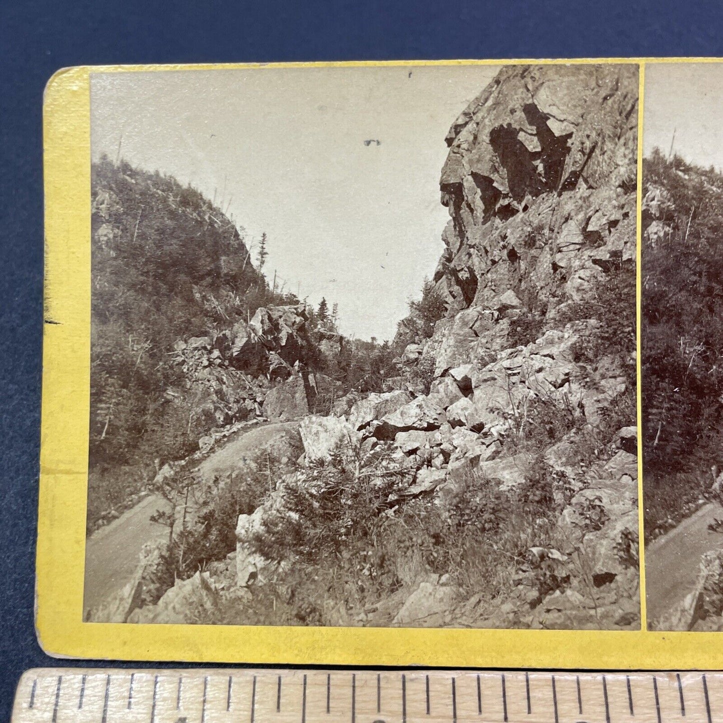 Antique 1870s Crawford Notch Horse & Buggy Road NH Stereoview Photo Card V1996