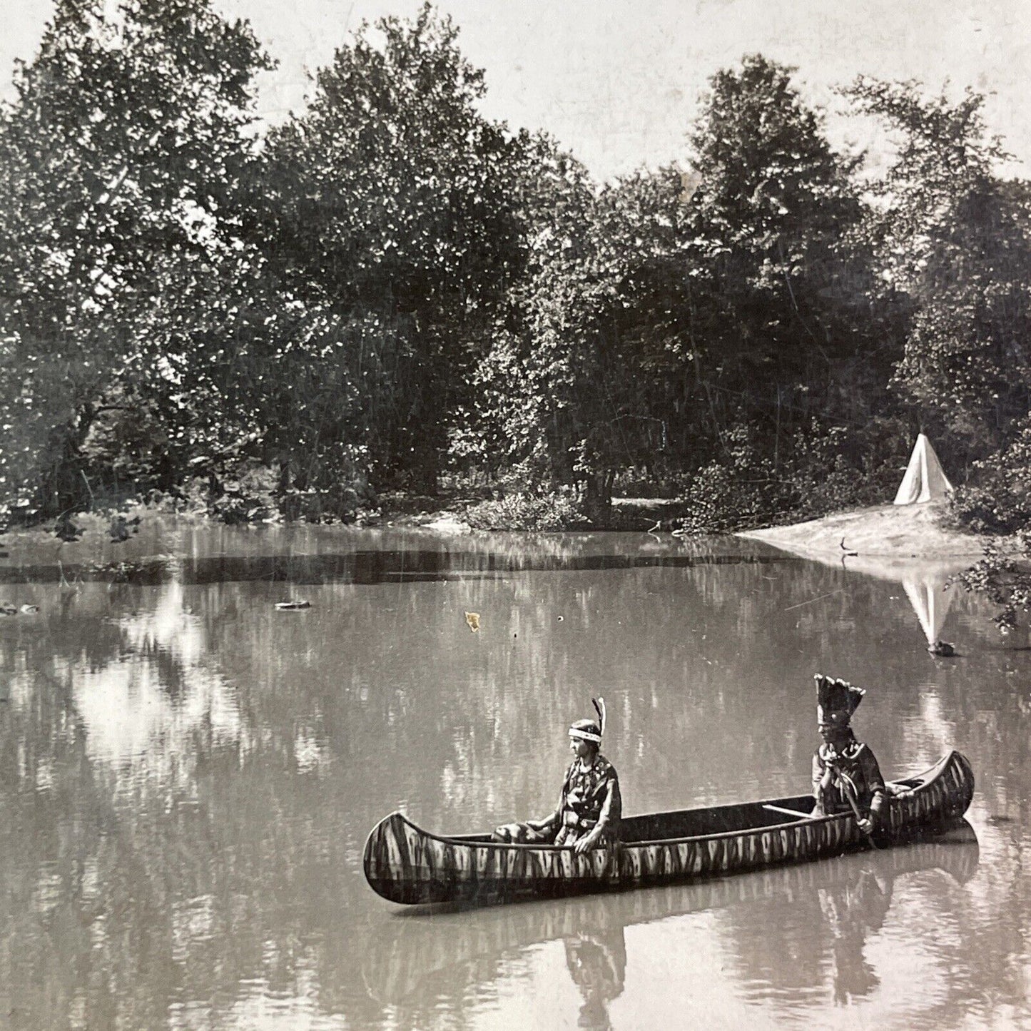 Native American Indian Ceremony Stereoview Minnesota Antique c1910s Y1343