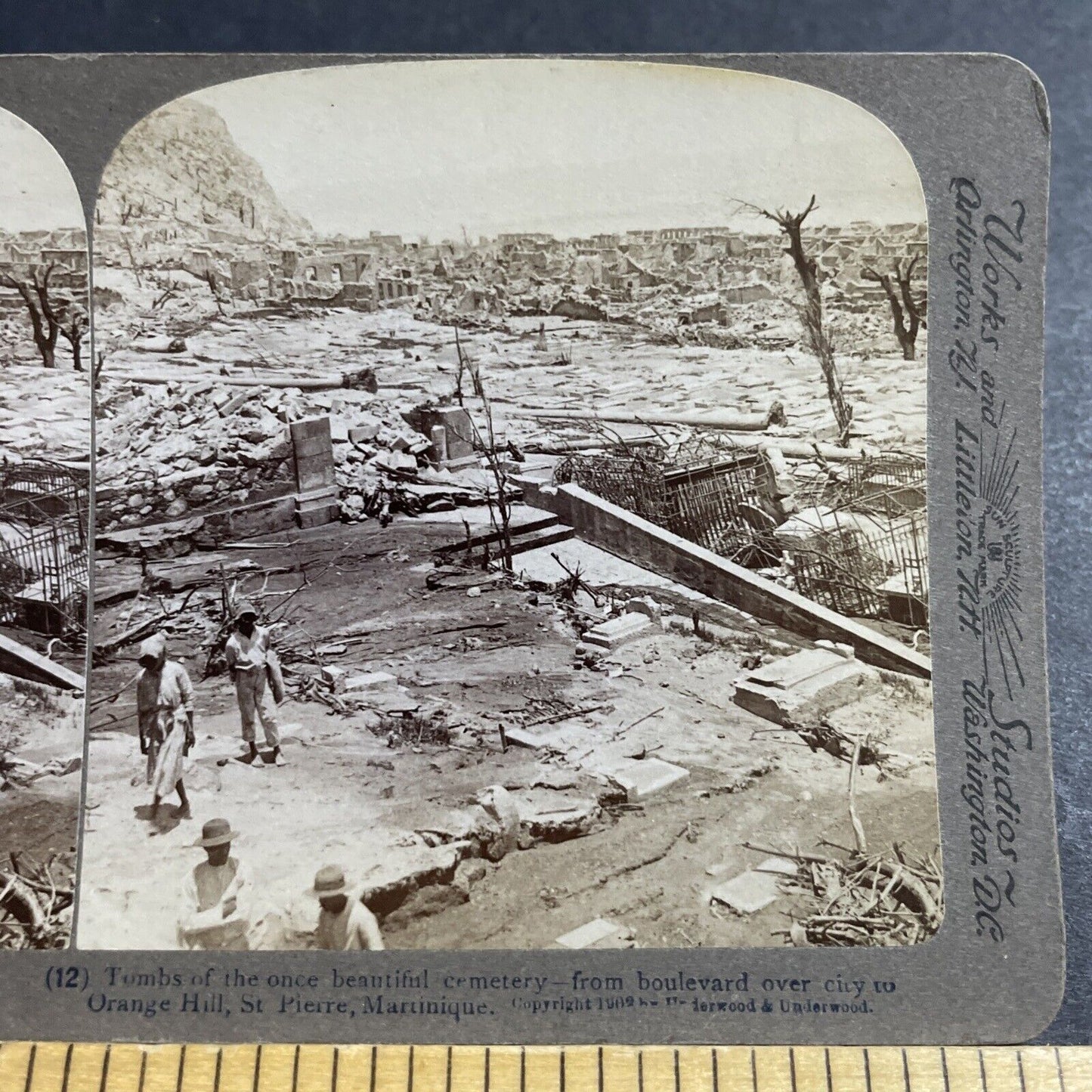 Antique 1902 Saint Pierre Destroyed By A Volcano Stereoview Photo Card P5577