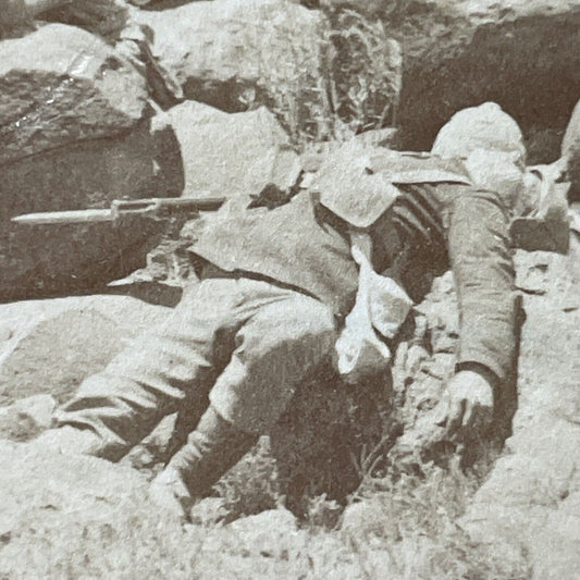 Antique 1900 Boer Soldier Shot Dead At War Stereoview Photo Card V3211