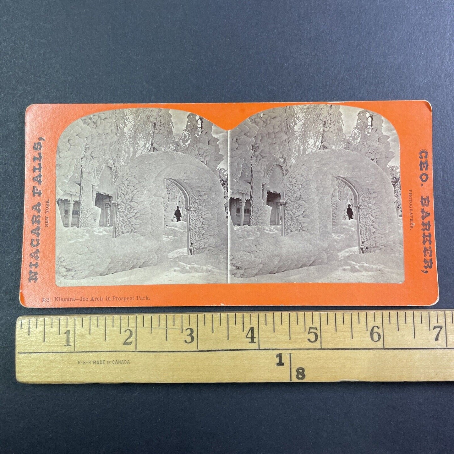 Ice Arch Niagara Falls New York Stereoview George Barker Antique c1875 Y1734