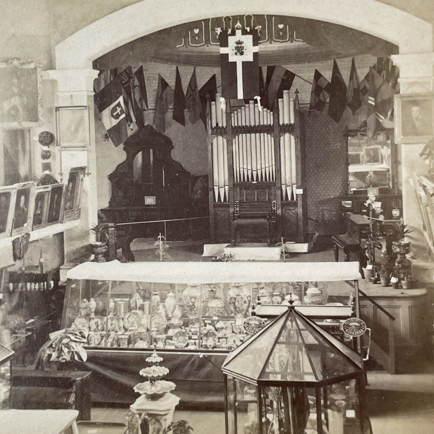 Antique Shop Store Stereoview England UK Photo Card Antique c1899 X849
