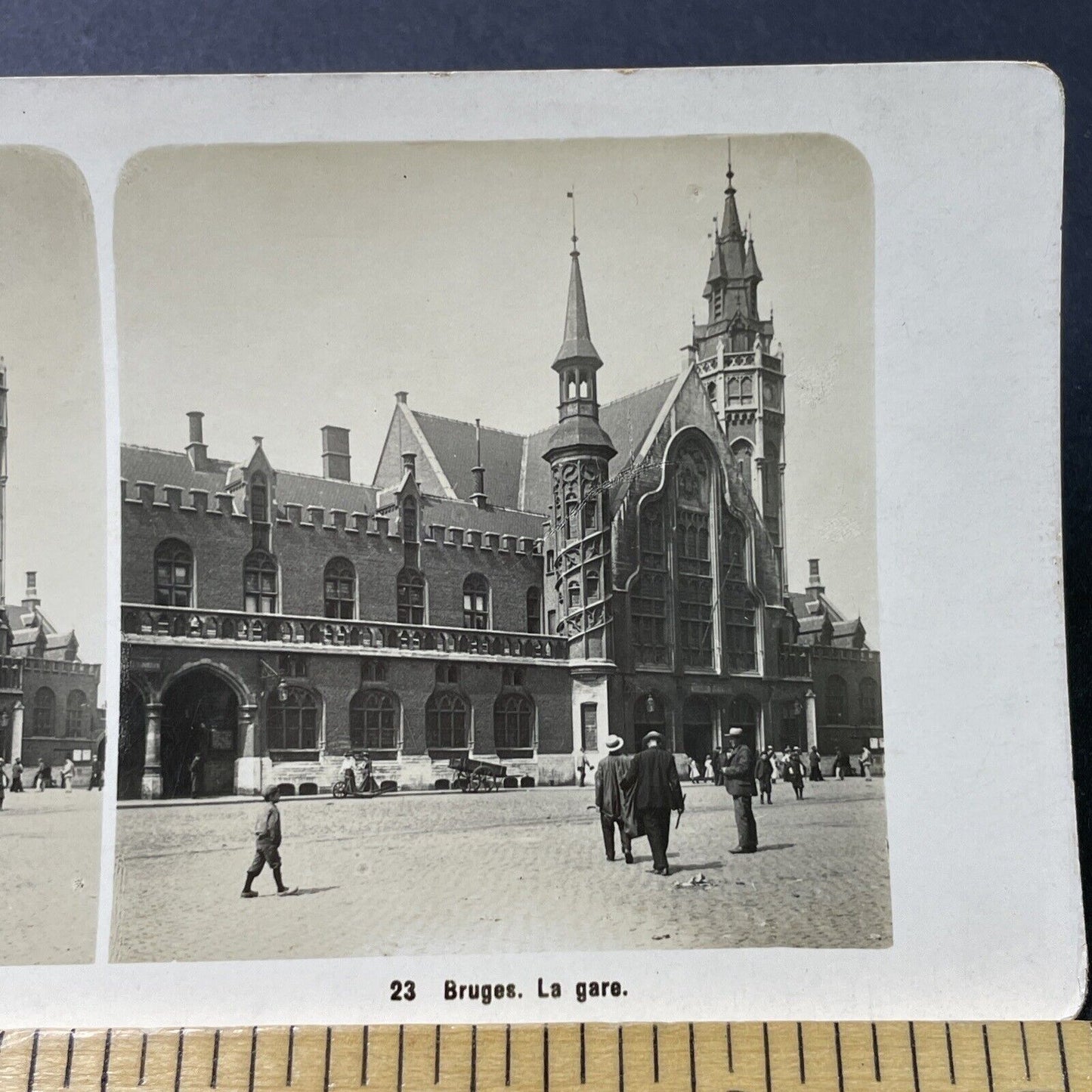 Antique 1920s Train Station In Bruges Belgium Stereoview Photo Card P3052